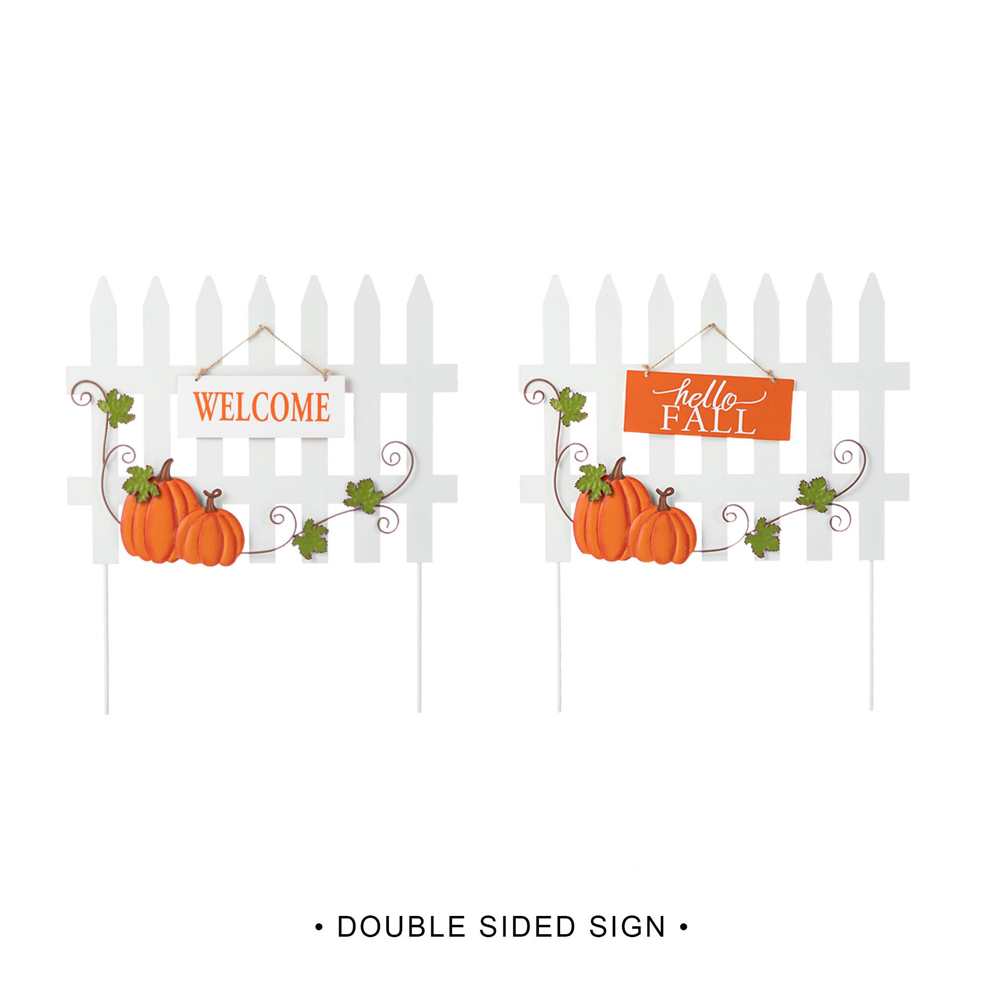 Glitzhome® Fall Metal Scarecrow, Pumpkin & Fence Yard Stake Set
